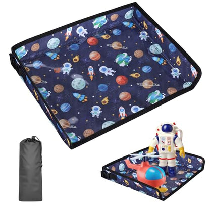 Airplane Kids Travel Tray With Pocket for Plane, Blue Space - color: Blue Space