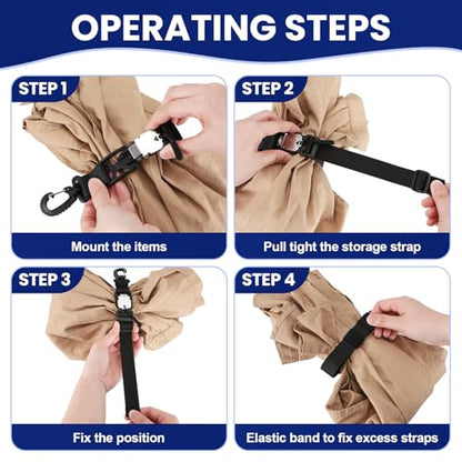 Magnetic Luggage Strap for Backpack & Suitcase - Heavy Duty Suitcase Belt with Jacket Gripper - Multi Purpose Travel Accessories with Replaceable Hooks - Adjustable Extra Bag Holder