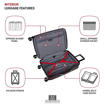 SwissGear 8028 Hardside Expandable Spinner Luggage, Black/White, Checked-Large 28-Inch - color: Black/White, size: Checked-Large 28-Inch