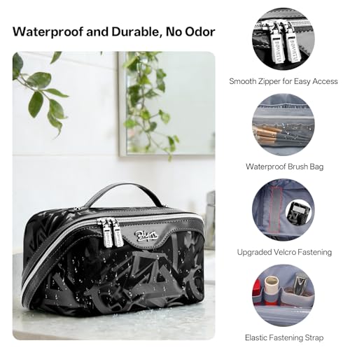 BOYATU Makeup Bag, Makeup Organizer, Toiletry Travel Bag for Women - Black - color: D-2-Black