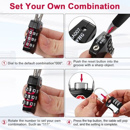 ZHEGE TSA Approved Locks for Luggage Resettable (Black, 2 Pack) - color: 2P, New Black