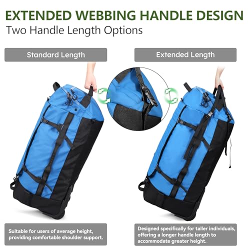 Vomgomfom 86L Collapsible Wheeled Duffle Bag Waterproof, Blue - color: Blue
