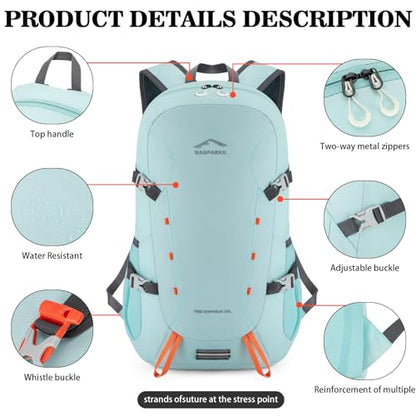 BAGPARKK 35L Ultra Lightweight Foldable Packable Hiking Backpack - color: Sky Blue（35l）