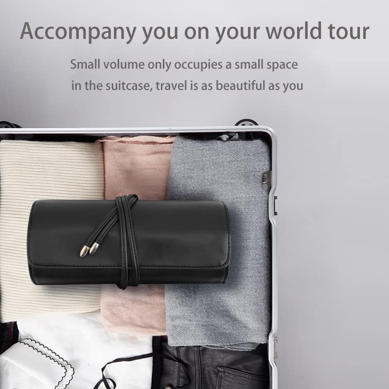 REQO Makeup Brush Organizer with Lid,Makeup Brush Holder Case Dustproof Black,Make Up Brush Bag Pouch with Cover Trave