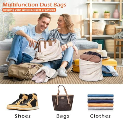 MISSLO Cotton Breathable Dust-proof Drawstring Storage Pouch Bag (Pack 3 M) - size: M