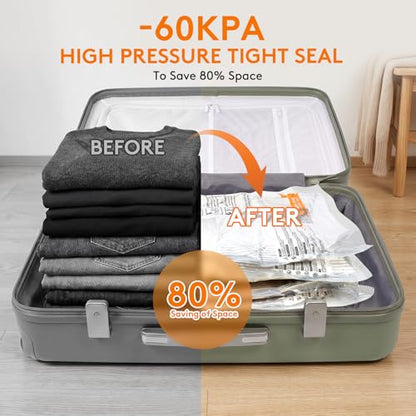 10 Combo Vacuum Seal Bags for Clothing Travel with USB/Type-C Pump