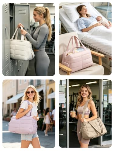 Gitus Travel Duffle Bag for Women Puffer Weekender Bags Carry on Gym Bag - color: Coffee Brown