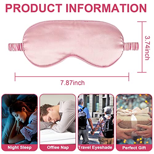 IEKEODI 2 Pack Silk Sleep Masks, Light Blocking Eye Masks, Black & Pink - color: Black+pink