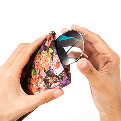 TRIUMPH VISION Eyeglass Case Glasses Case Soft Sunglass Pouch Sleeve 3 Pack - color: Oil Painting Flowers