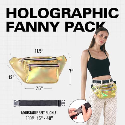 SoJourner Waterproof Holographic Fanny Pack, Gold - color: Holographic Gold