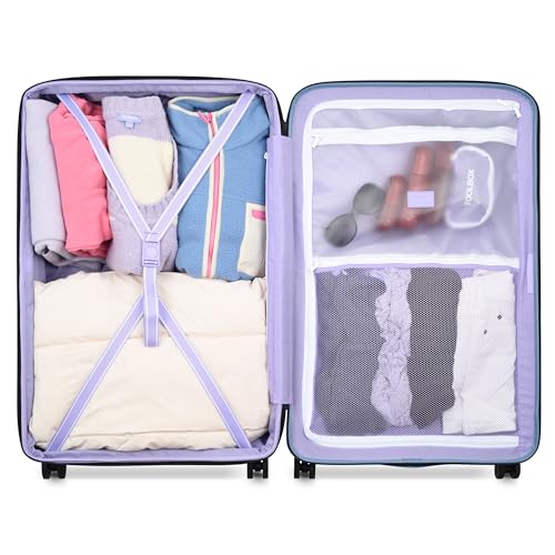 florence by mills Spin Me Away Hardside Expandable Luggage with Spinner Wheels, Zinc Blue, Checked-Large 29 Inch - color: Zinc Blue, size: Checked-Large 29 Inch