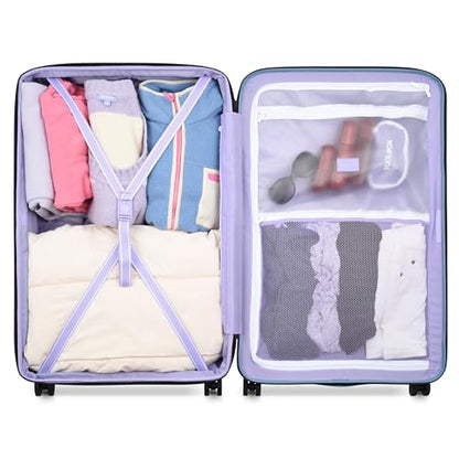 florence by mills Spin Me Away Hardside Expandable Luggage with Spinner Wheels, Zinc Blue, Checked-Large 29 Inch - color: Zinc Blue, size: Checked-Large 29 Inch