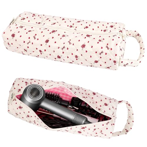 Cute Hair Tools Travel Bag Compatible with Dyson Airwrap Shark FlexStyle - color: Rose Red Hearts
