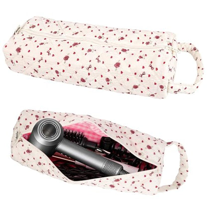 Cute Hair Tools Travel Bag Compatible with Dyson Airwrap Shark FlexStyle - color: Rose Red Hearts