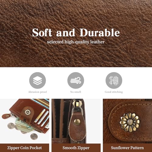 Wallet Women,RFID Blocking Womens Wallet,Real Leather Bifold Compact Small Wallet for Women Card Holder with Zip Coin Pocket(Darkcoffee) - color: b7-darkcoffee