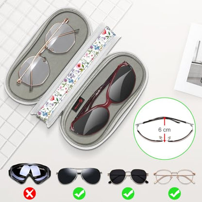 FINTIE Double Sunglasses Case, Soft Portable Eyeglasses Pouch with Clip - color: Flower Fantasy