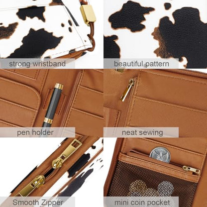 Family Passport Holder Wallet RFID Blocking Document Organizer - color: Brown Cow