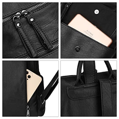 Uromee Travel Backpack Purse Women Vegan Leather Tassel Shoulder Bag - color: 240 Black