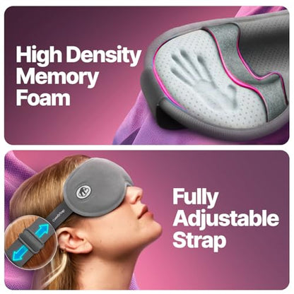 Eye Mask for Sleep with Ultimate Travel Case & Ear Plugs - DeepSpace™ Blackout Sleep Mask for Women Men, Side Sleeper Adjustable Eye Cover, Zero Eye Pressure, Memory Foam Eye Mask (Moon) - color: Moon