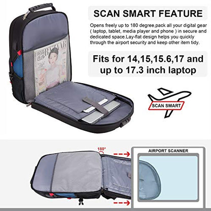 LOVEVOOK Large Laptop Backpack for Men,17.3Inch Heavy Duty Travel Backpack - color: Blue, size: 17 inch