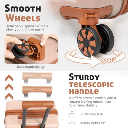 KUNEL Luggage Sets 5 Pcs suitcases with Wheels, 20/24/28Inch, RoseGold - color: RoseGold