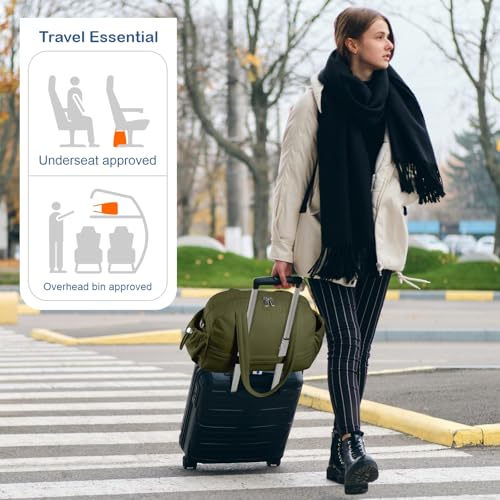 TOPDesign Travel Duffel Bag, Puffy Carry On Overnight, Gym Bag w/Wet Pocket - color: Dark Green