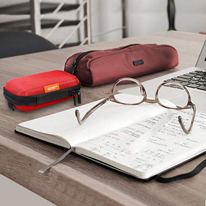 Red Rectangle Small EVA Case, Lightweight Hard Shell Zipper Pouch - color: Red