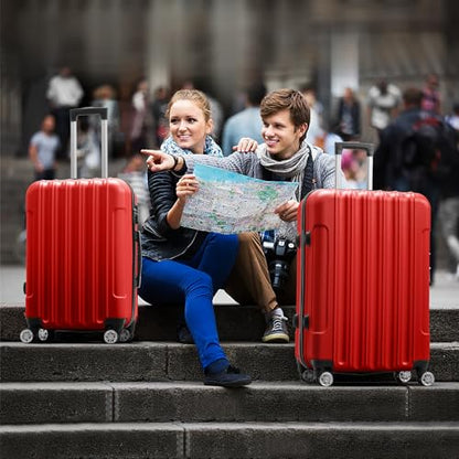 Karl home Luggage Set of 3 Hardside Suitcase Sets - Red (20/24/28) - color: Red, size: 3 Piece Set
