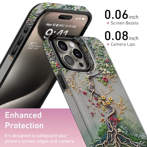 FUNMIKO for iPhone 13 Pro Max Wallet Case, Card Holder, RFID-Blocking - color: Blooming Tree of Life, size: iPhone 13 Pro Max