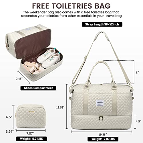 LOVEVOOK Travel Duffle Bag,Weekender Bags for Women with Shoe Compartment - color: Beige-Coffee-Black-a, size: Large-2 Pcs