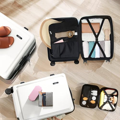 TRAVELARIM White Hardshell Luggage Sets 4 Piece, Durable Suitcase Set, Travel Luggage Set with Integrated TSA Lock, 360° Spinner Wheels, Expandable Medium and Large Checked Suitcase, 20/24/28 Inch - color: White