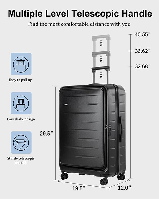CENSIEN Expandable Checked Luggage, 28 Inch Top Opening Trunk Suitcases - color: Black, size: 28 Inch EXT