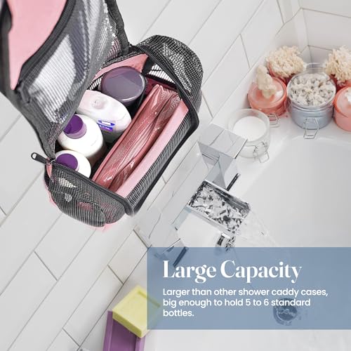The Fine Living Co. Portable Shower Caddy Hanging Mesh Shower Caddy,10x4x8" - color: Pink