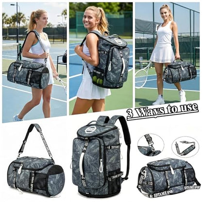 Gym Duffle Bag Backpack,4‑Way Waterproof with Shoe Compartment Travel Laptop - color: Silver