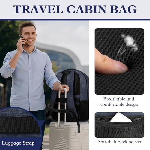 17" Travel Laptop Backpack, Airline Approved Computer Bag, Blue - color: Blue, size: 17.3 Inch(40L)