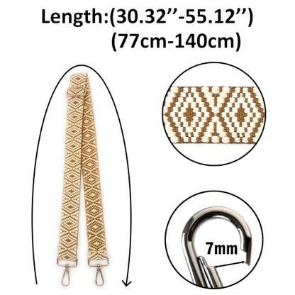 Purse Strap Replacement for Crossbody Bags & Handbags - color: Tan White Geometric Diamond, size: 2 Inch Wide