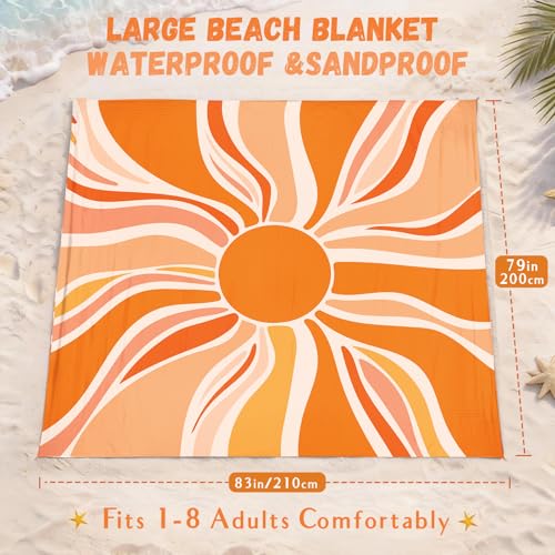 AlphaBeing Beach Blanket Waterproof Sandproof, Extra Large Beach Mat - color: Sun, size: 79“×83”