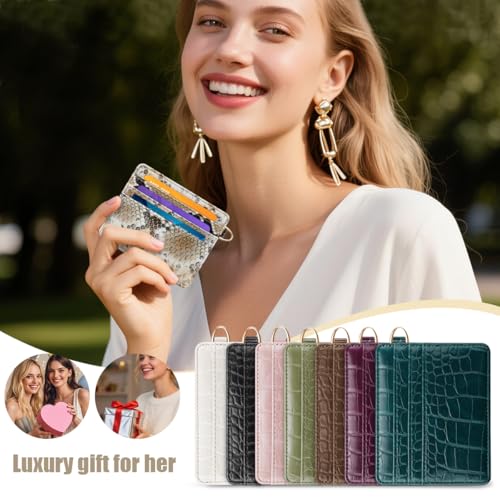 Slim Credit Card Holder Vegan Snake Skin Wallet Women Thin Wallets - color: A Brown Snake