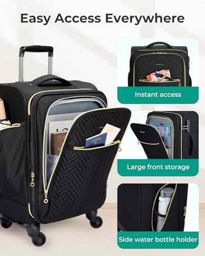 BAGSMART 20" Softside Expandable Spinner Carry-On, Airline Approved (Black) - color: Black