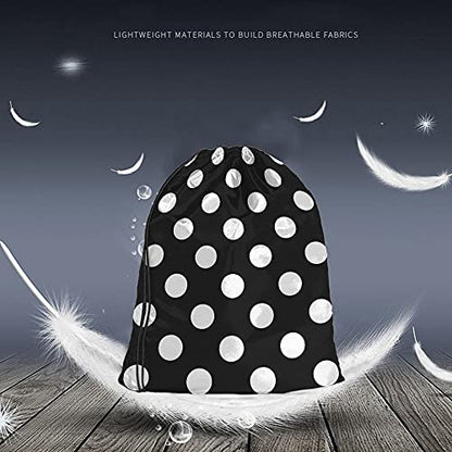 White Polka Dots Drawstring Bags Backpack Bag Big Circle Black Retro Background Simple Texture Fashion Print Sport Gym Sack Drawstring Bag String Bag Yoga Bag for Men Women - color: Multi-a55
