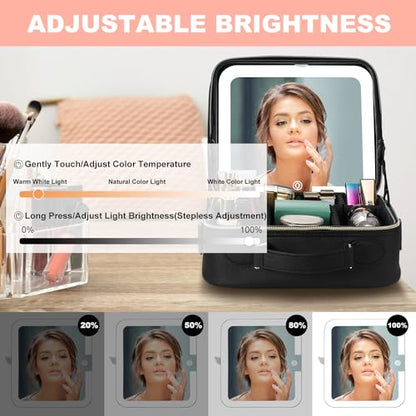 Mocado Travel Makeup Bag with Mirror Travel Makeup Organizer Makeup Case - color: BLACK