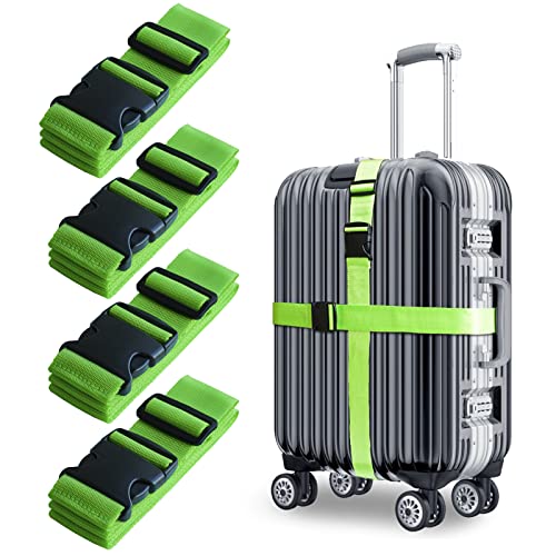 4 PCS Luggage Strap 78" x 2" Suitcase Belts Wide Adjustable Packing Straps Travel Accessories, Green - color: 4 Green