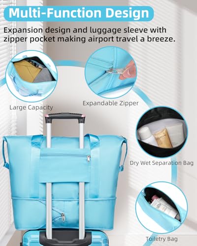 LARVENDER Expandable Carry on Luggage Suitcase with Wheels, Cotton Candy - color: Cotton Candy, size: 3 Piece Set (20/DB/TB)