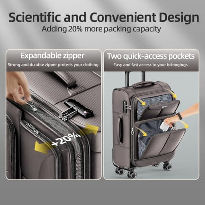 SHOWKOO Luggage Sets 3 Piece Softside Expandable Durable Suitcase Sets - color: Light Coffee