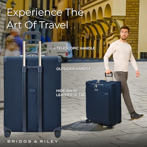 Briggs & Riley Baseline Extra Large Expandable Softside Spinner, Navy - color: Navy, size: 31" Checked