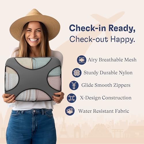 Shacke 5 Set Packing Cubes for Travel with Laundry Bag (Dark Grey) - color: 5 Set - Dark Grey, size: Set of 5