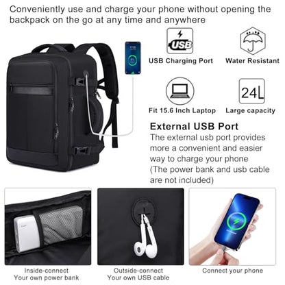 EZUOLA Travel Backpack for Men,TSA Carry On Backpack Flight Approved - color: Black, size: Large-25L