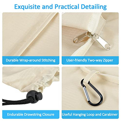 GOGOODA Travel Laundry Bags with Drawstring Closure XL Large with Handle - color: Black & Beige