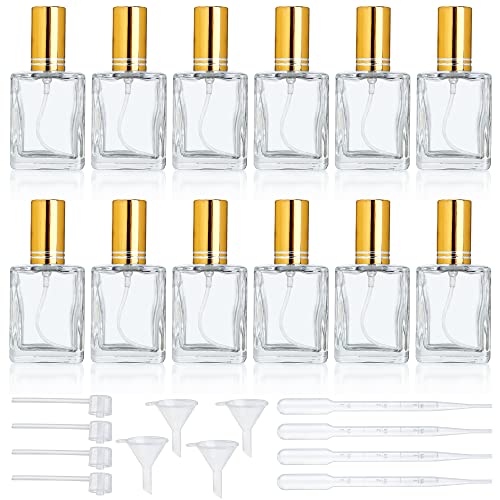 YU FENG 12pcs 15ml Clear Glass Perfume Spray Bottles, Fine Mist Atomizer - color: Gold-2