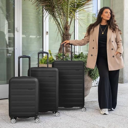 Travel Select Snowcreek Hardside Expandable Spinner Luggage Set w/USB Port, Black, 3-Piece - color: Black, size: 3 Piece Set